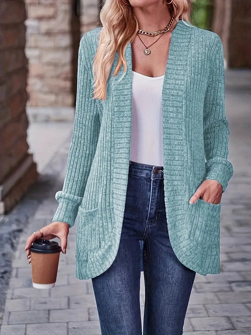 Neva™ - Eleganter Rippstrick-Cardigan mit langen Ärmeln