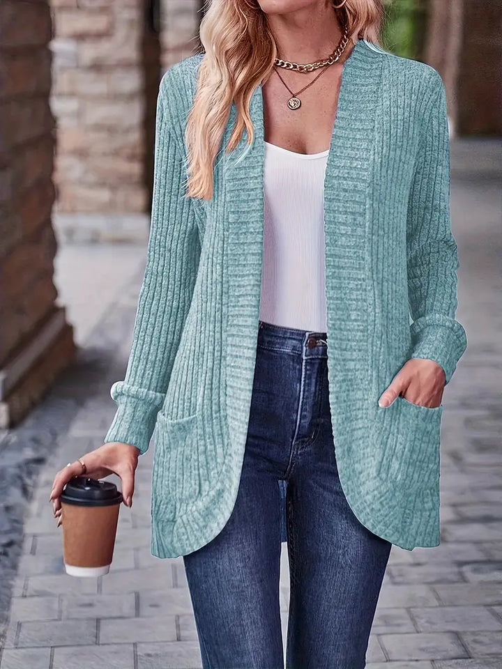 Neva™ - Eleganter Rippstrick-Cardigan mit langen Ärmeln