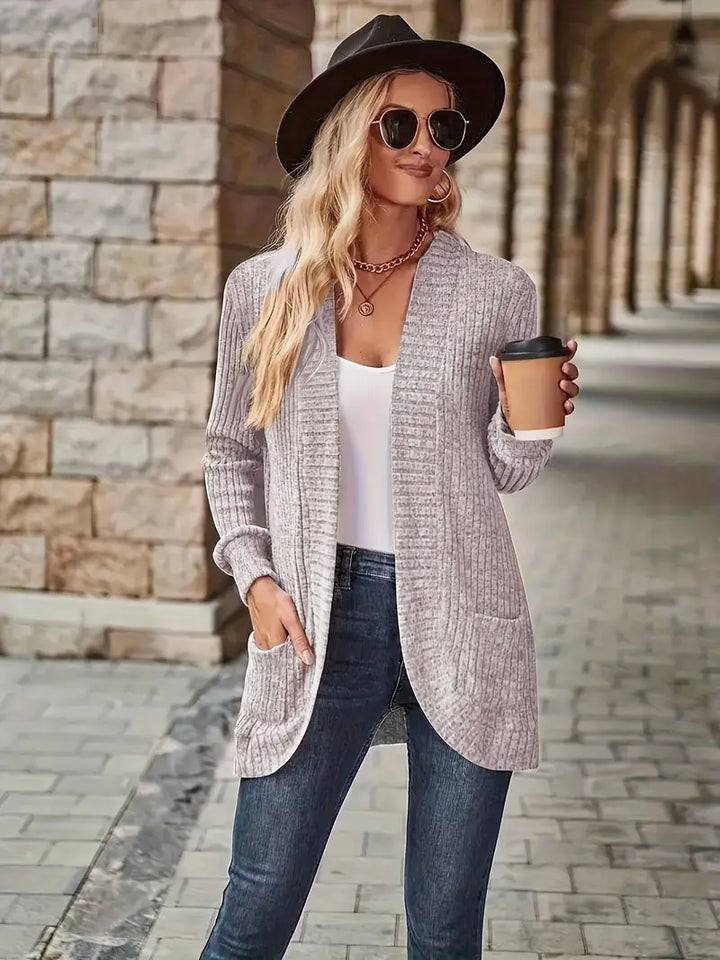 Neva™ - Eleganter Rippstrick-Cardigan mit langen Ärmeln