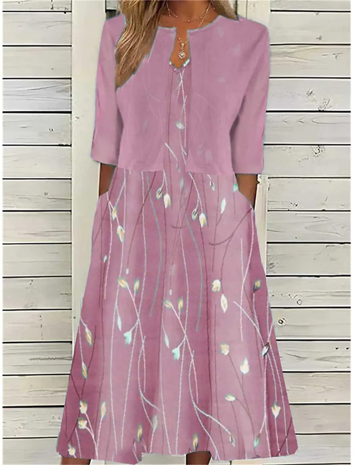 Elise™ - Blumen Zweiteiliges Midi-Kleid