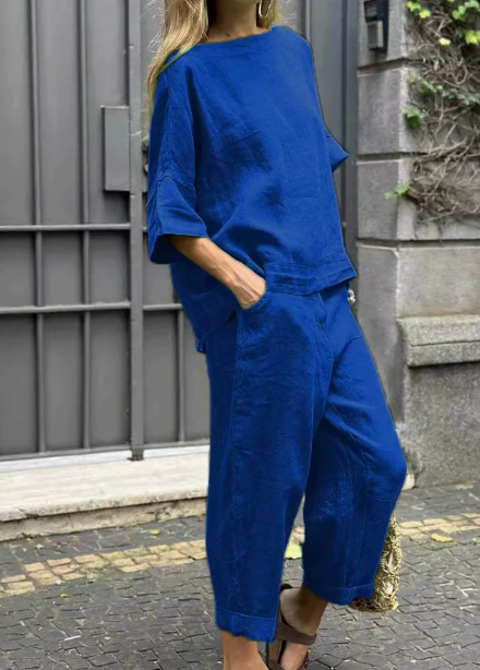 Rebecca™ – Lässiges Baumwoll-Leinen Zweiteiler-Set