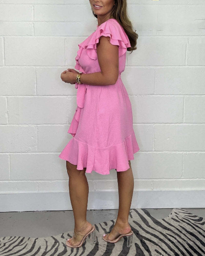 Rachel™ - Elegantes V-Ausschnitt Rüschenkleid