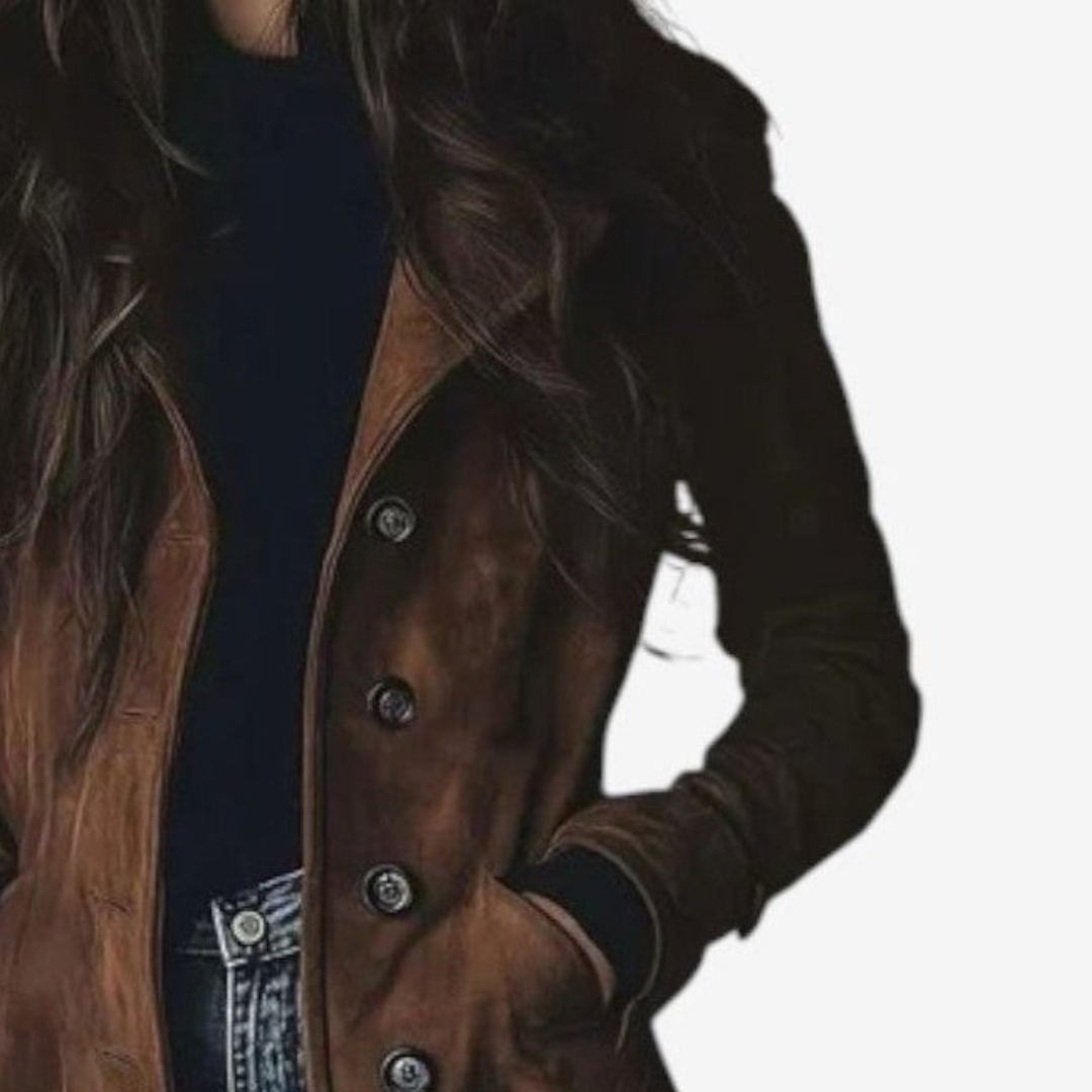 ISABELLE – LANGER VINTAGE-MANTEL AUS KUNSTLEDER