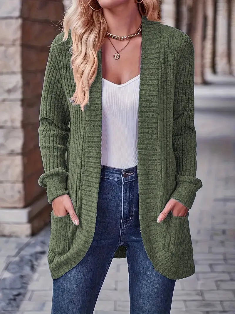 Neva™ - Eleganter Rippstrick-Cardigan mit langen Ärmeln