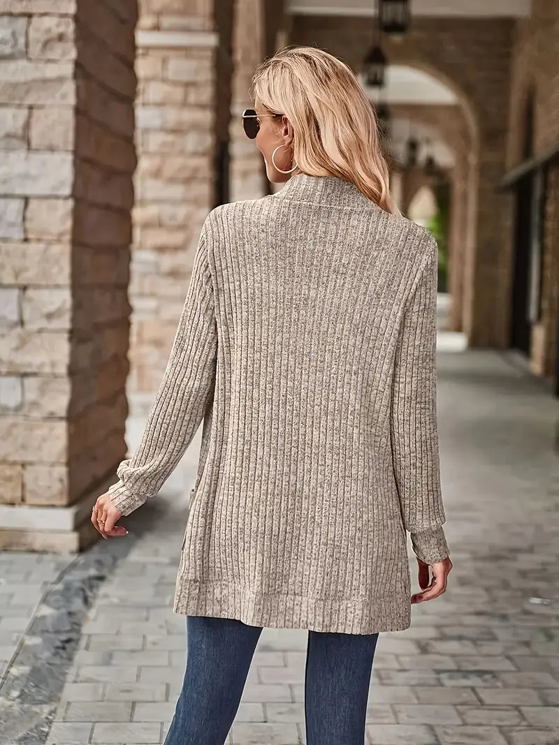 Neva™ - Eleganter Rippstrick-Cardigan mit langen Ärmeln