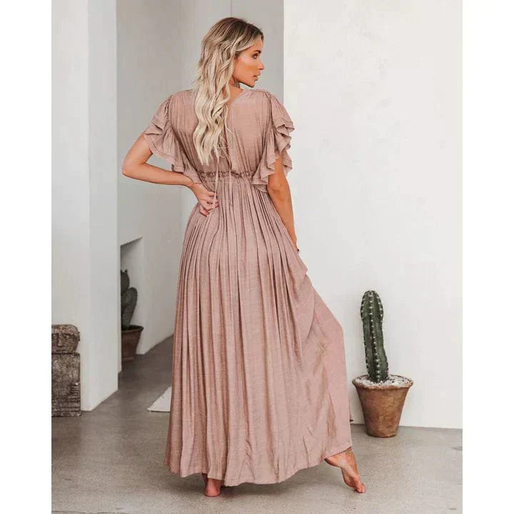 Anne™ - Maxi Taupe Ibiza Kleid